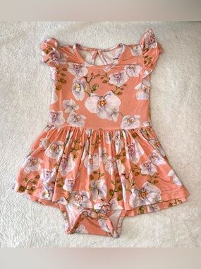 Jules and Belle bamboo ruffle twirl dress in floral print, size 18-24 mos